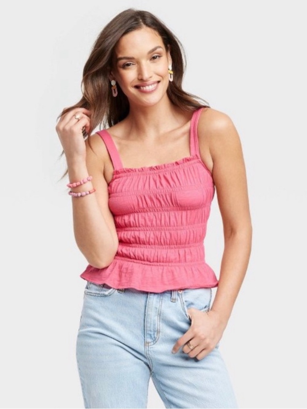 pink ruched tank